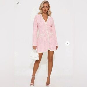 Fashion Nova Pink Tweed Mini Dress – Size M (NWT)